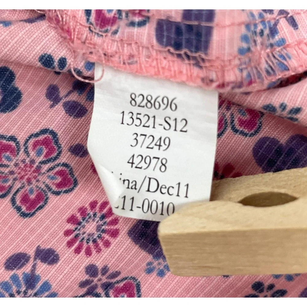 REI Infant Girl 12m Pink Long Sleeve Snap Shirt Vented Floral Nylon Outdoor